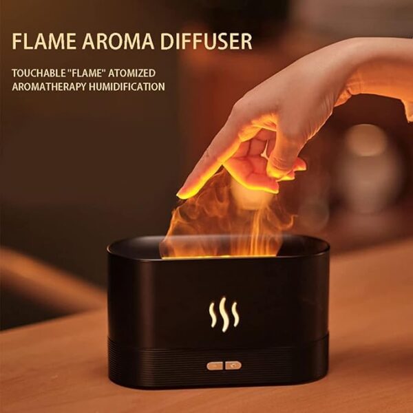 Difusores de Aromaterapia 2 em 1 Umidificador Difusor de Óleo Essencial com Luz Noturna de Chama, 180 ml, Umidificador de Névoa Silenciosa para Difusor de Ar Aromático NJBZDA