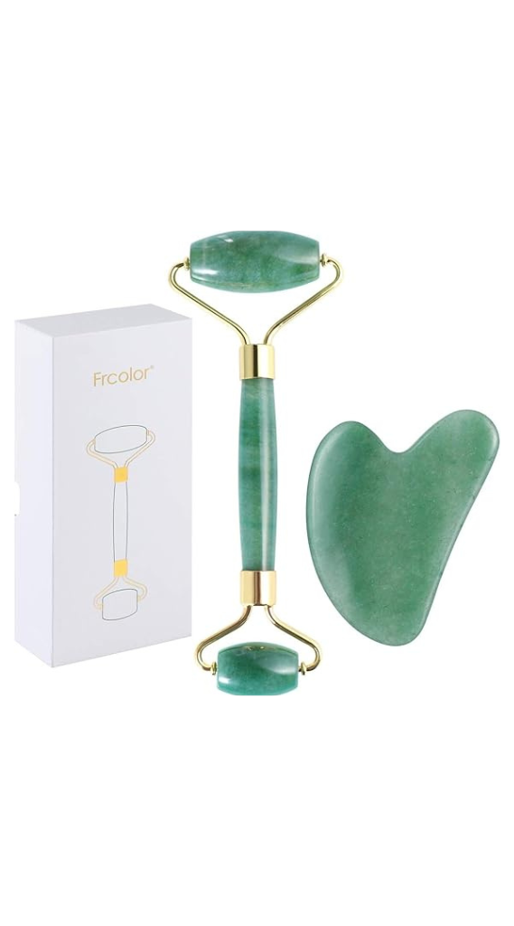Conjunto de Massagem Facial com Rolo de Jade e Gua Sha, Pedras Naturais
