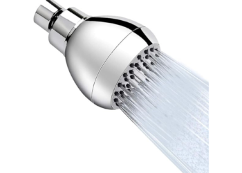 Ducha de alta pressao de 7,62 cm, antivazamento, fixa, cromada, com junta esferica de latao giratorio ajustavel para relaxar e confortavel experiencia de chuveiro Aisoso