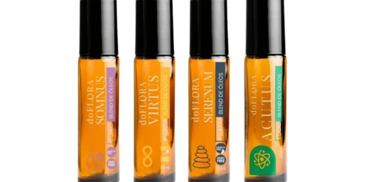 Kit 4 Blend Roll-on Óleo Essencial doFlora_ Foco, Energia, Relaxa, Sono Restaurador