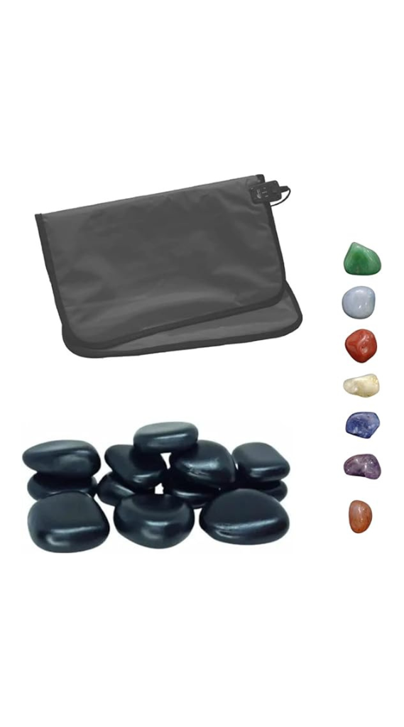 Kit Massagens Pedras Quentes Vulcânicas + Bolsa + Chakras (220)