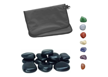 Kit Massagens Pedras Quentes Vulcânicas + Bolsa + Chakras (220)
