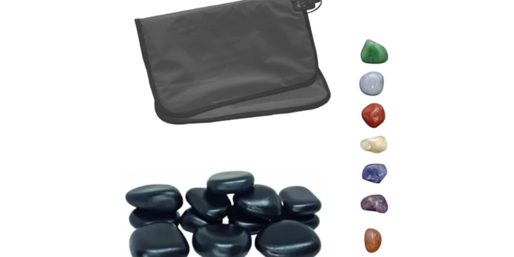 Kit Massagens Pedras Quentes Vulcânicas + Bolsa + Chakras (220)
