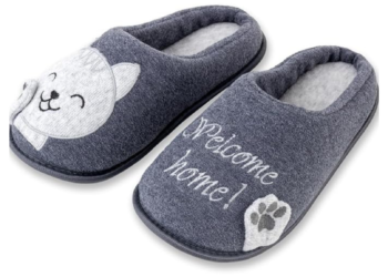 Pantufa Antiderrapante Bordada Gatinho – Super Quentinha_ Pantufa Antiderrapante Bordada Gatinho – Super Quentinha