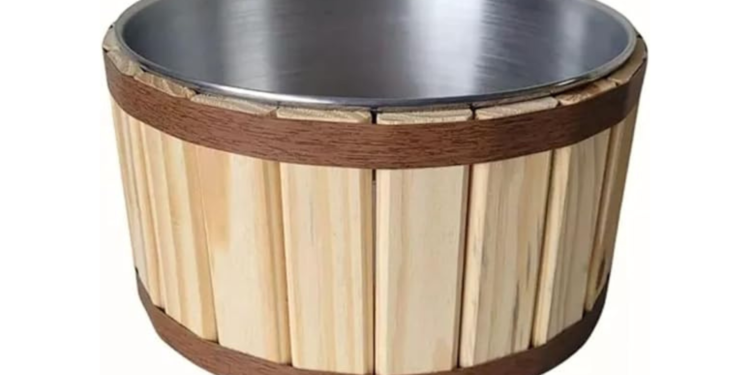 Tina Escalda Pés, Bacia Pedicure Balde Newborn Balde Cerveja Em Alumínio e Madeira